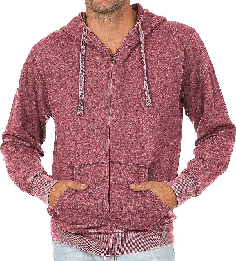 Burnout Washed Soft-Fabric Unisex Full-Zipper Hoodie (4067) - Shop