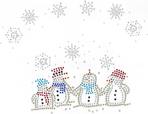 Caroling Snowmen Quartet Winter Scene Iron-On Design (S1374).