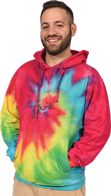 Multi Spiral Tie-Dye Unisex Pullover Hoodie Plain (4006-RBW).