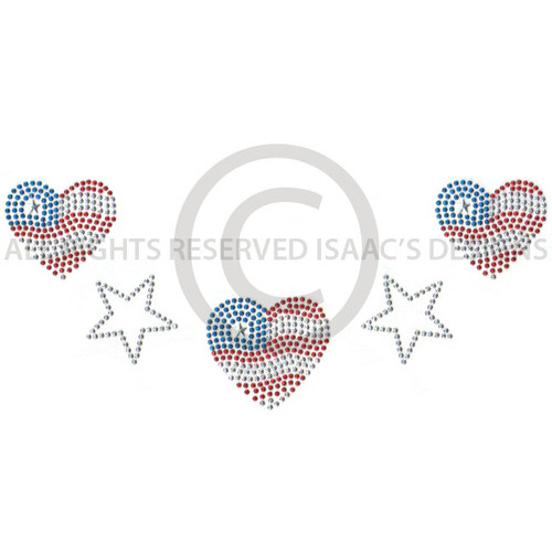 Patriotic Hearts & Silver Stars Transfer (S7683)