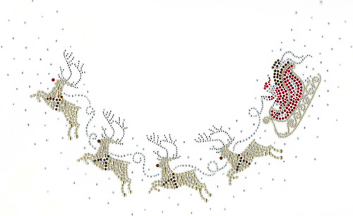 Santa Sleigh with Reindeer Scoop-Neckline Iron-On Design (S8302) shown.