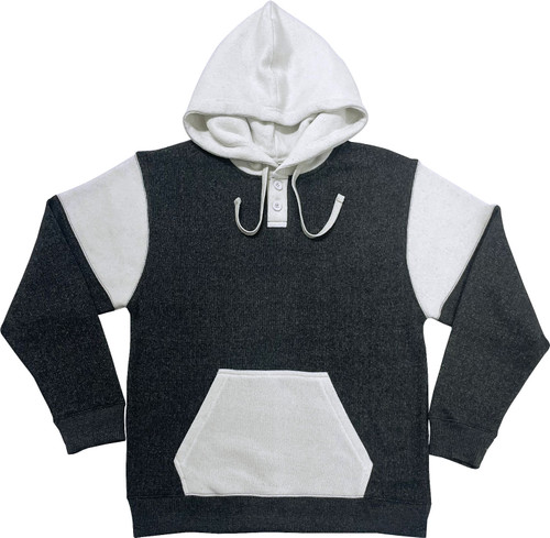 Nantucket Unisex 2-Button Pullover Hoodie shown in CHARCOAL body with WHITE accents (4086-CHW).