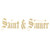 Saint & Sinner Phrase in Gold Topaz Rhinestones Iron On Design