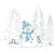 Aquamarine Hat & Scarf Snowman & Pine Trees Scene Iron-On Design (S6242-AQUA).