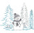Amethyst Hat & Scarf Snowman & Pine Trees Scene Iron-On Design (S6242-PUR).