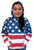 iKids "USA Vintage-Print" Unisex Pullover Hoodie worn by her shown.