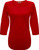 Red 3/4-Sleeve V-Neck Top Plain (K110-RED).