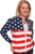 "USA-Print" Crew-neck Crystal Zipper Cardigan w/Pockets (SW1004-USA).