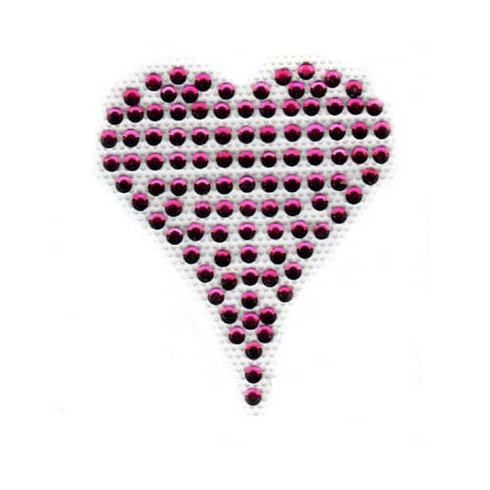 Small Solid Pink Heart Rhinestone Iron On Design - Shop