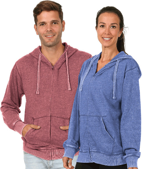 Burnout Washed Soft-Fabric Unisex Full-Zipper Hoodie (4067) - Shop