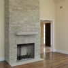 Teton wood fireplace in home brick showcase - White original brick