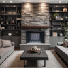 Teton wood fireplace brick showcase in home - black Herringbone