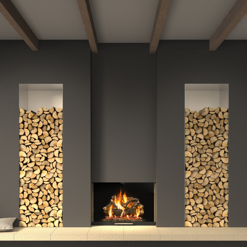 Arizona charred weathered oak gas logs in home