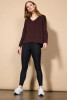 Dynamic V-Neck Relaxed Long Sleeve, Chocolate