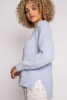 Long Sleeve Feather Knit Top, Blue Mist
