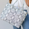 Serena Mini Snakeskin Tote, White