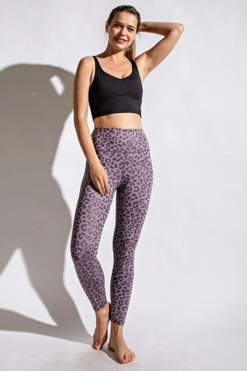 Leopard Chintz Full Length Leggings, Violet Verbena