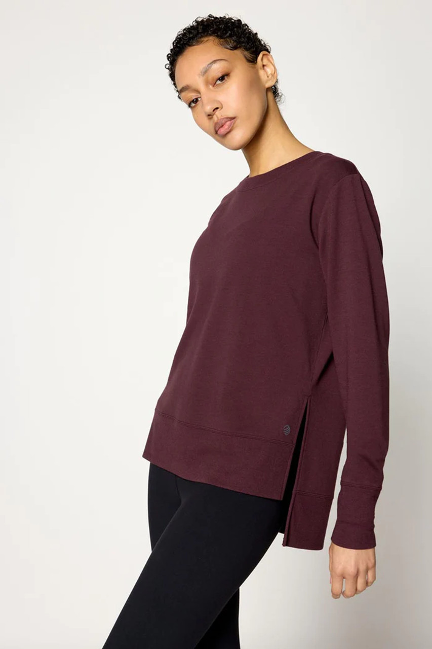 Serene Side Slit Pullover, Activewear Coffee - OhmFit