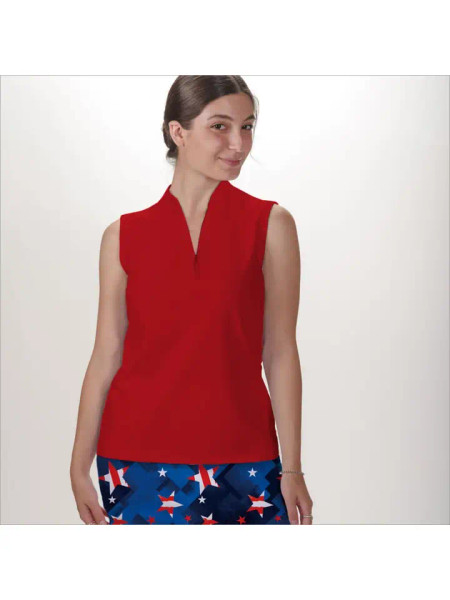 Sleeveless Quarter Zip Top, Red