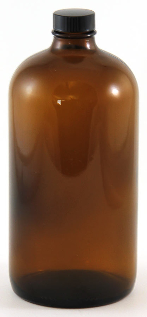 Glass Amber Bottle  Boston Round Amber Bottle 1000ml - Sense of Calm  Naturals