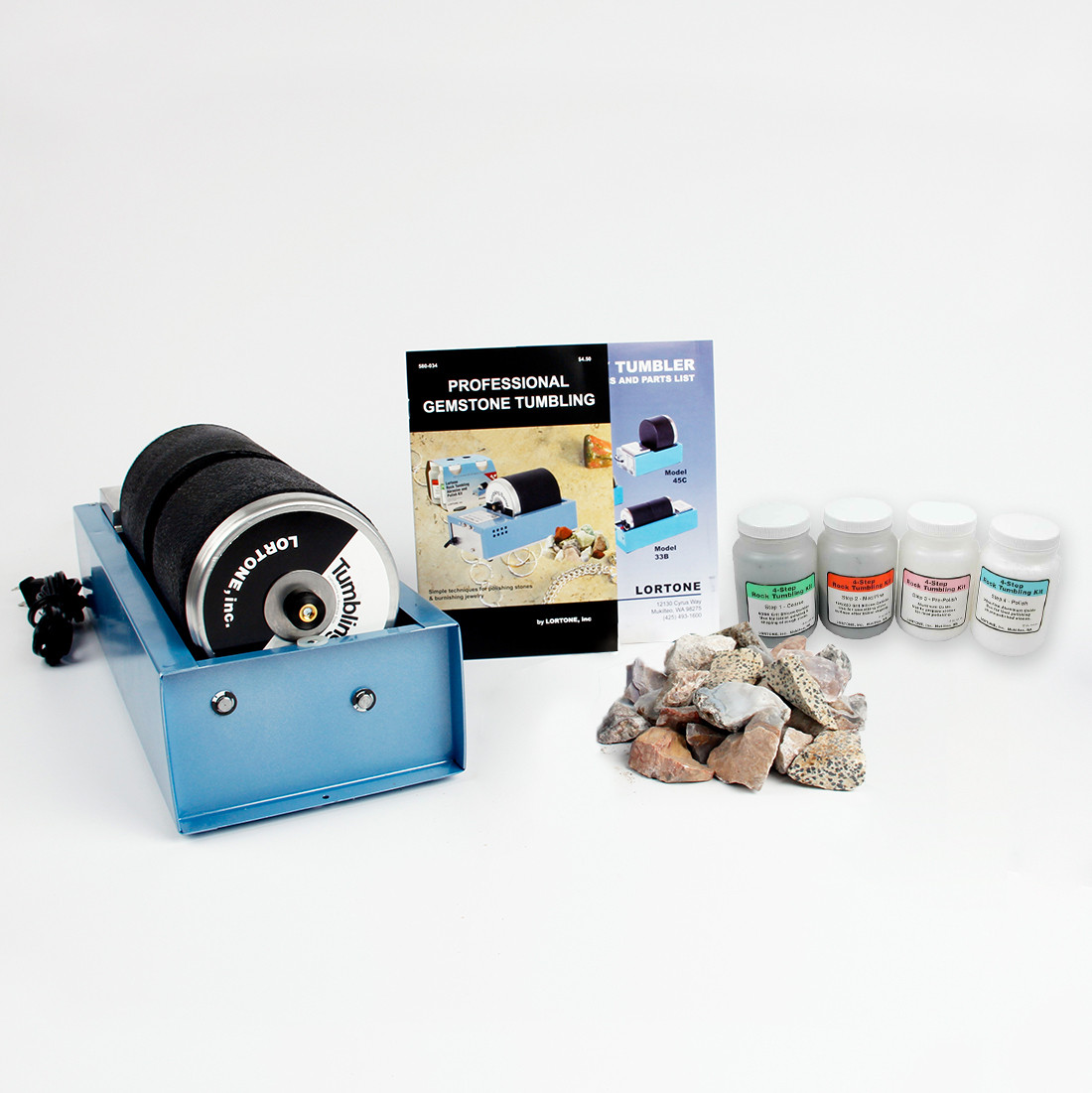 Deluxe Lortone 33B Double Barrel Rock Tumbler Kit