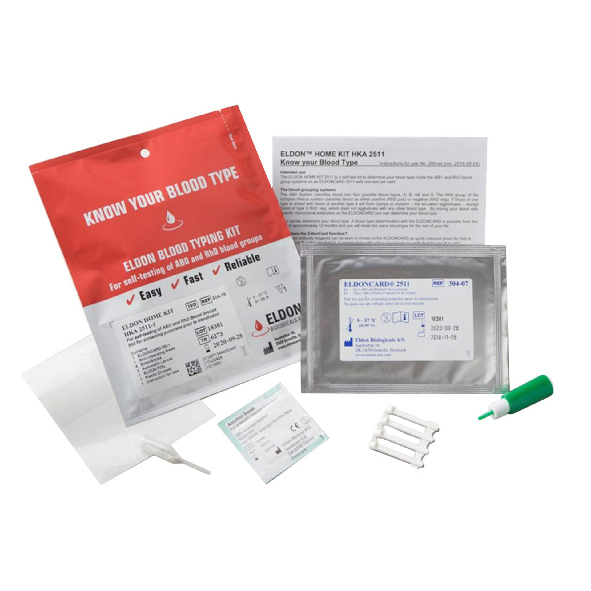 Home Blood Type Test Kit Eldoncard ABO Rh Factor Home Blood Test