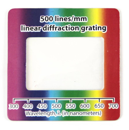 Diffraction Grating Slides 500 & 1000 lines/mm linear & 200 lines/mm double axis 
