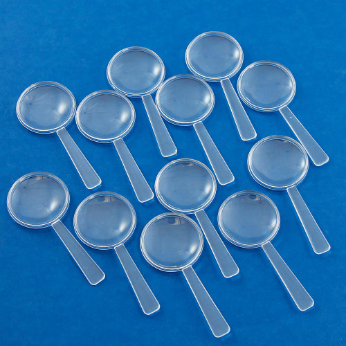 Magnifying Glass, acrylic, 1.5", 3X Lens, 12 pack