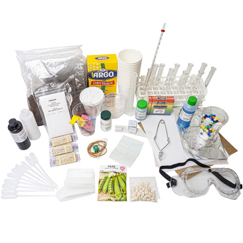 Image of Lab Kit for BJU Press Life Science 7 contents: test tubes, thermometer, safety glasses, microscope slides, Benedict's Solution