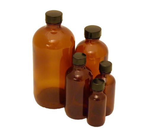 Bottle, 250 ml (8 oz), amber glass, Boston round