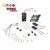 Advanced Bristlebots Robotics Kit contents: batteries, battery holder, jumper wires, mini breadboard, solar cells, MOSFETs, photoresistors, potentiometers, switch, and vibrating motors