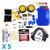 BlueBot 4-in-1 Robotics Classroom Kit contents for five robots: molded chassis, assembly screws, electronic parts, batteries, and battery holders