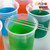 Chemistry of Ice Cream Making Kit: polycarbonate beakers with colored liquids and glass stir rods