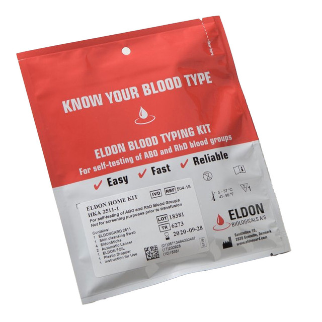Home Blood Type Test Kit Eldoncard ABO Rh Factor Home Blood Test