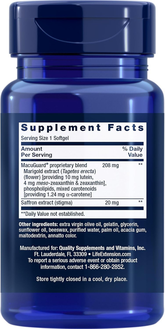 Life Extension, MacuGuard, Ocular Support with Saffron - 60 Softgels