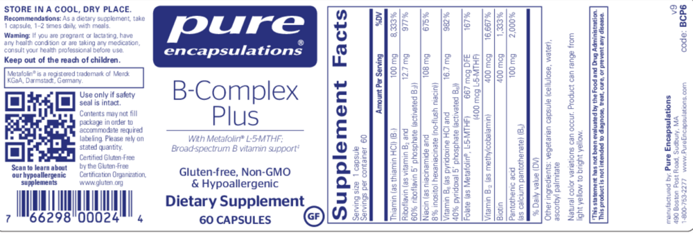 Pure Encapsulations B-Complex Plus #60 caps