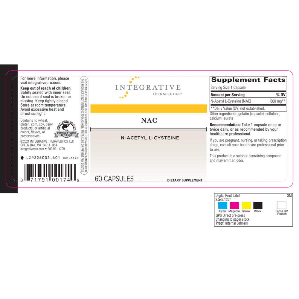 ntegrative Therapeutics NAC - Antioxidant Support Supplement for Respiratory & Lung Function* - Gluten-Free & Dairy-Free - 60 Capsules (60 Servings)