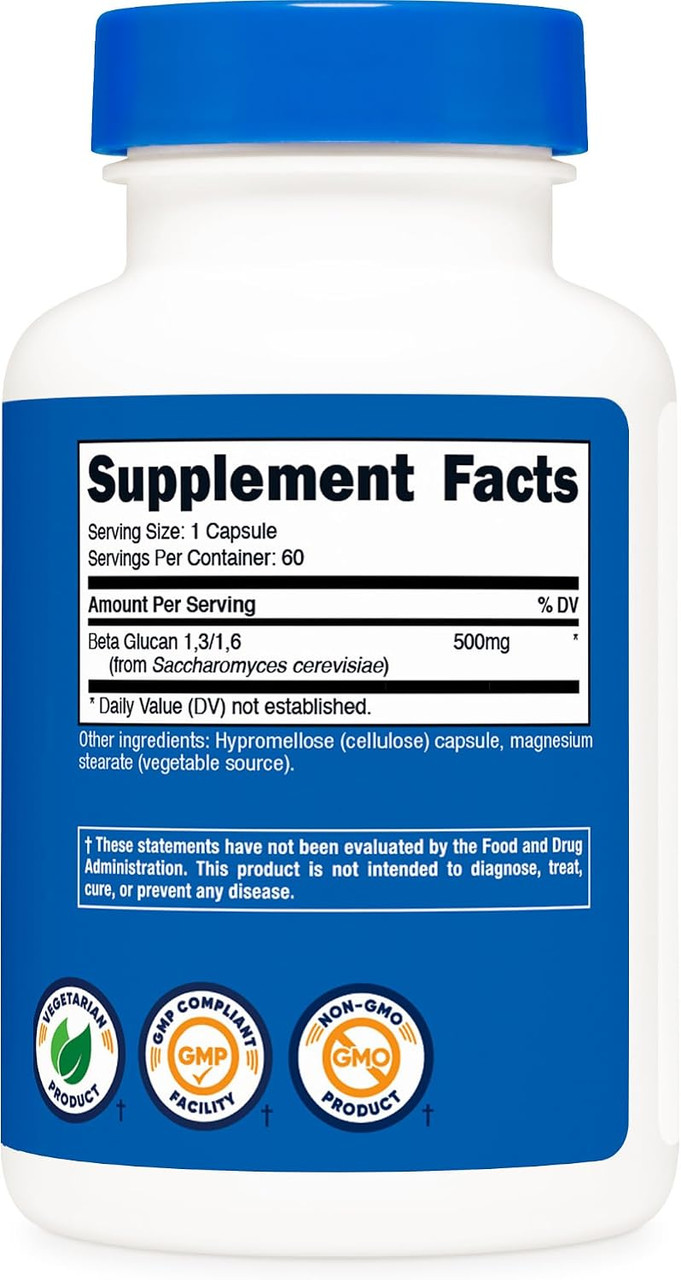 Nutricost, Beta Glucan 1,3/1,6, 500 mg, 60 Capsules