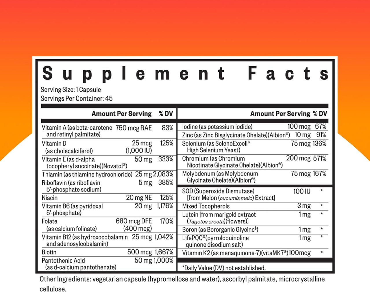 Seeking Health Optimal Multivitamin MF (methyl-free) - #45 Vegetarian Capsules