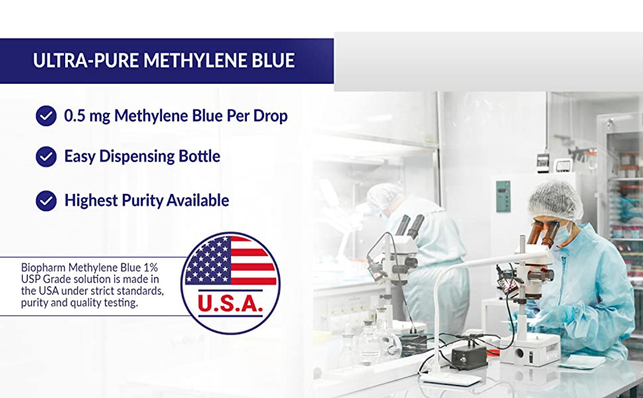 BPH Methylene Blue 1% - 50 mL (1.69 fl oz) in Blue Glass Dropper Bottle
