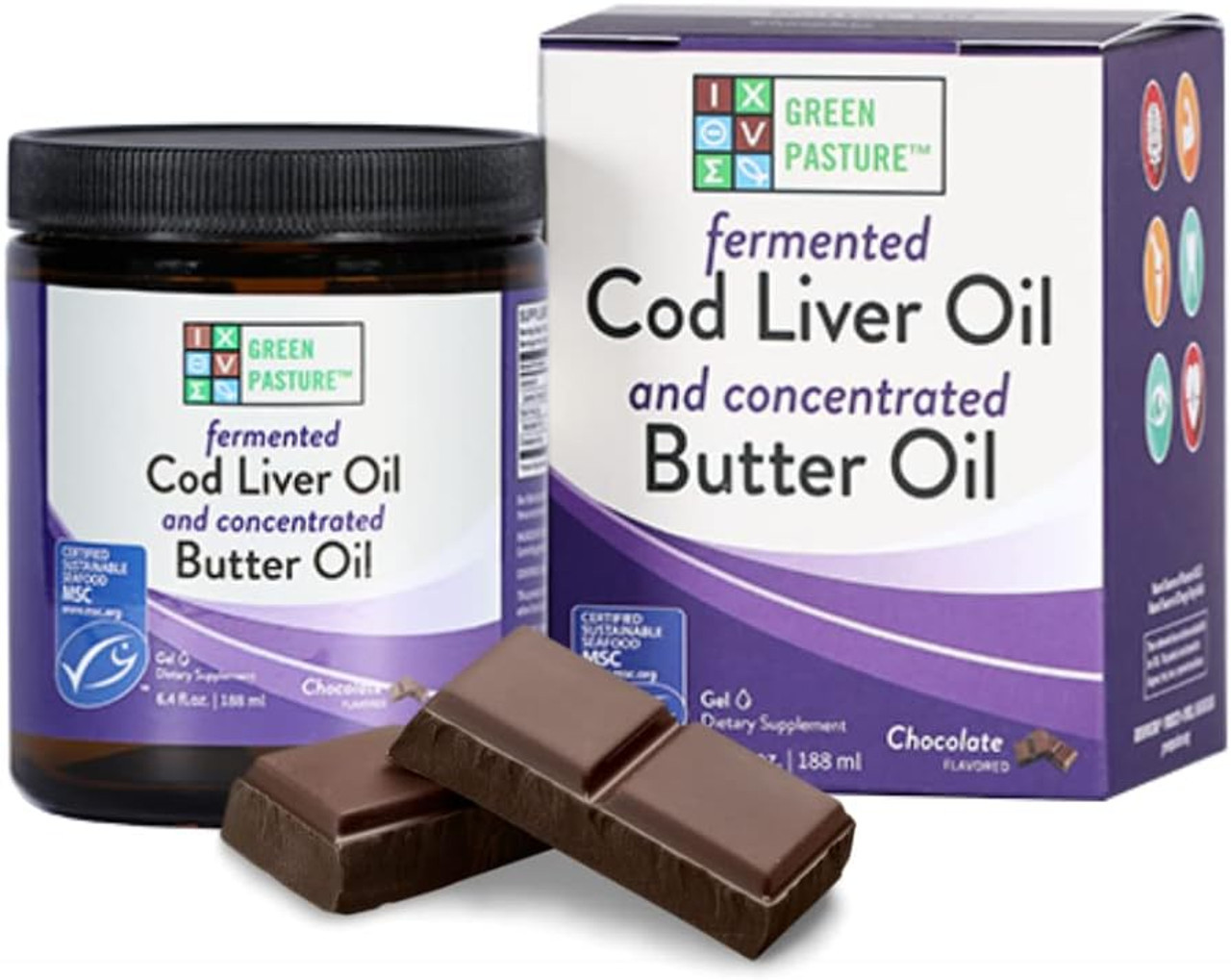 Green Pasture Butter Oil/Fermented Cod Liver Oil Blended Gel - 6.4 oz.- Vitamin A & D- EPA - DHA - Omega Fatty Acids 