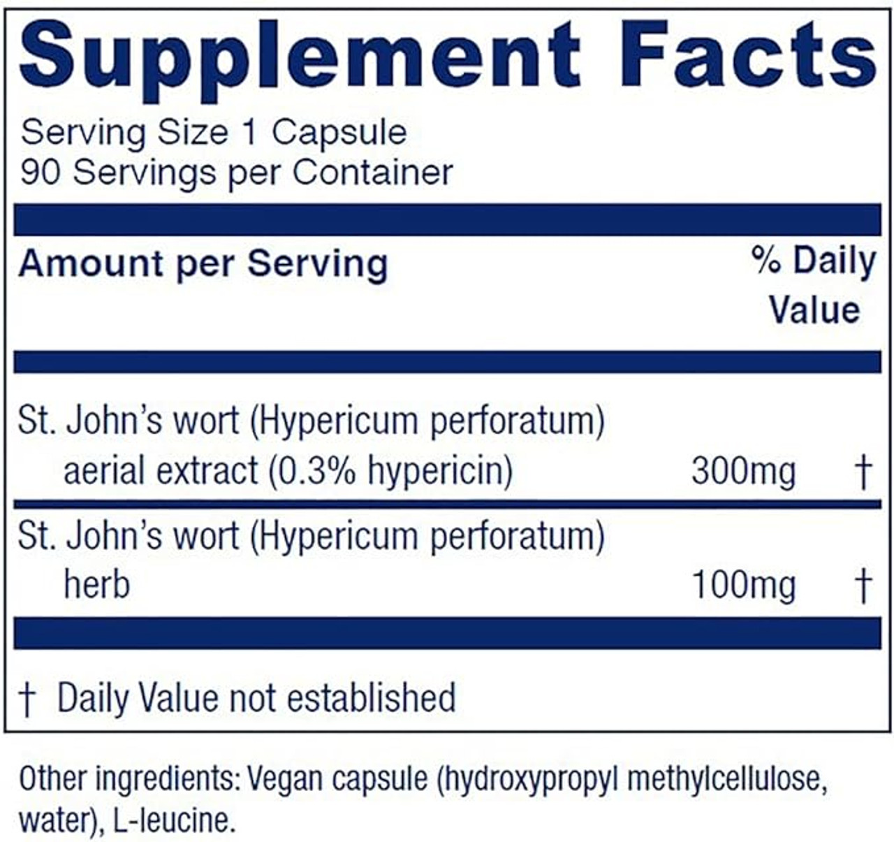 Vitanica St. John's Wort Capsules - Non-GMO Potent 0.3% (900mcg) Hypericin, Saint Johns Wort for Mood, Emotional & PMS Support, Vegan Supplement, 90 Count