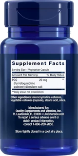 Life Extension PQQ, pyrroloquinoline Quinone, 20 mg, Promotes The Growth of New Mitochondria, Gluten-Free, Non-GMO, Vegetarian, 1 Daily, 30 Capsules