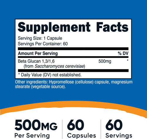 Nutricost, Beta Glucan 1,3/1,6, 500 mg, 60 Capsules