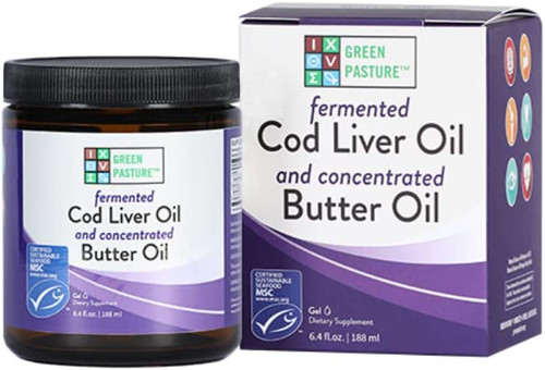 Green Pasture Butter Oil/Fermented Cod Liver Oil Blended Gel - 6.4 oz.- Vitamin A & D- EPA - DHA - Omega Fatty Acids 