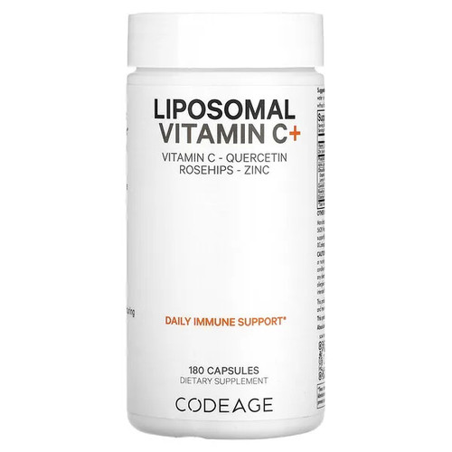 Codeage Liposomal Vitamin C 1500mg with Zinc, Elderberry, Citrus Bioflavonoids Grapefruit, Lemon, Orange Powder, Quercetin & Rose Hips Fruit – Vegan Supplement - Non-GMO, Vegan Pills, 180 Capsules