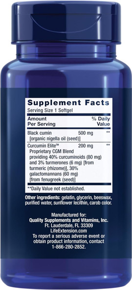 Life Extension, Black Cumin Seed Oil and Curcumin Elite™ -  60 Softgels