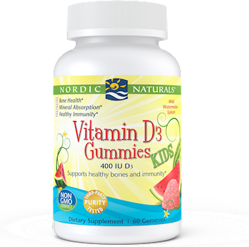 Nordic Naturals, Vitamin D3 Gummies Kids, Wild Watermelon Splash, 400 IU, 60 Gummies