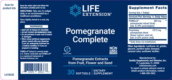 Life Extension, Pomegranate Complete, 30 Softgels