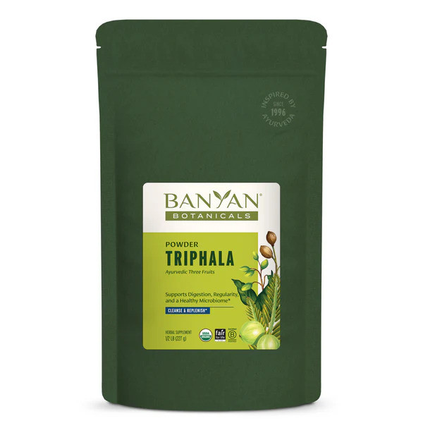 Triphala Powder by Banyan Botanicals - Organic Digestion Supplement with Amla, Haritaki & Bibhitaki – Digestion, Colon Support & Healthy Gut Microbiome* – 1/2 lb – Non-GMO Sustainably Sourced Vegan